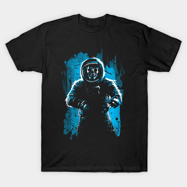 Astronaut Skull Blue T-Shirt by albertocubatas